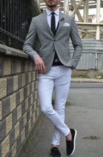 Load image into Gallery viewer, Zengi Slim-Fit Cotton Blazer in Gray-baagr.myshopify.com-suit-BOJONI

