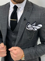 Load image into Gallery viewer, Casatani Gray Slim Fit Plaid Suit-baagr.myshopify.com-1-BOJONI
