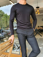 Load image into Gallery viewer, Anchorage Black Slim Fit Round Neck Sweatshirt-baagr.myshopify.com-sweatshirts-BOJONI
