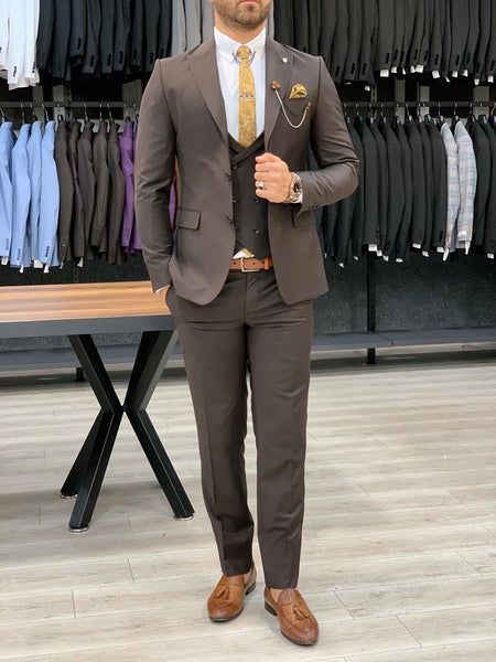 Verona Brown Slim Fit Wool Suit