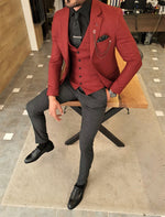 Load image into Gallery viewer, Daroni Claret Red Slim Fit Suit-baagr.myshopify.com-suit-BOJONI
