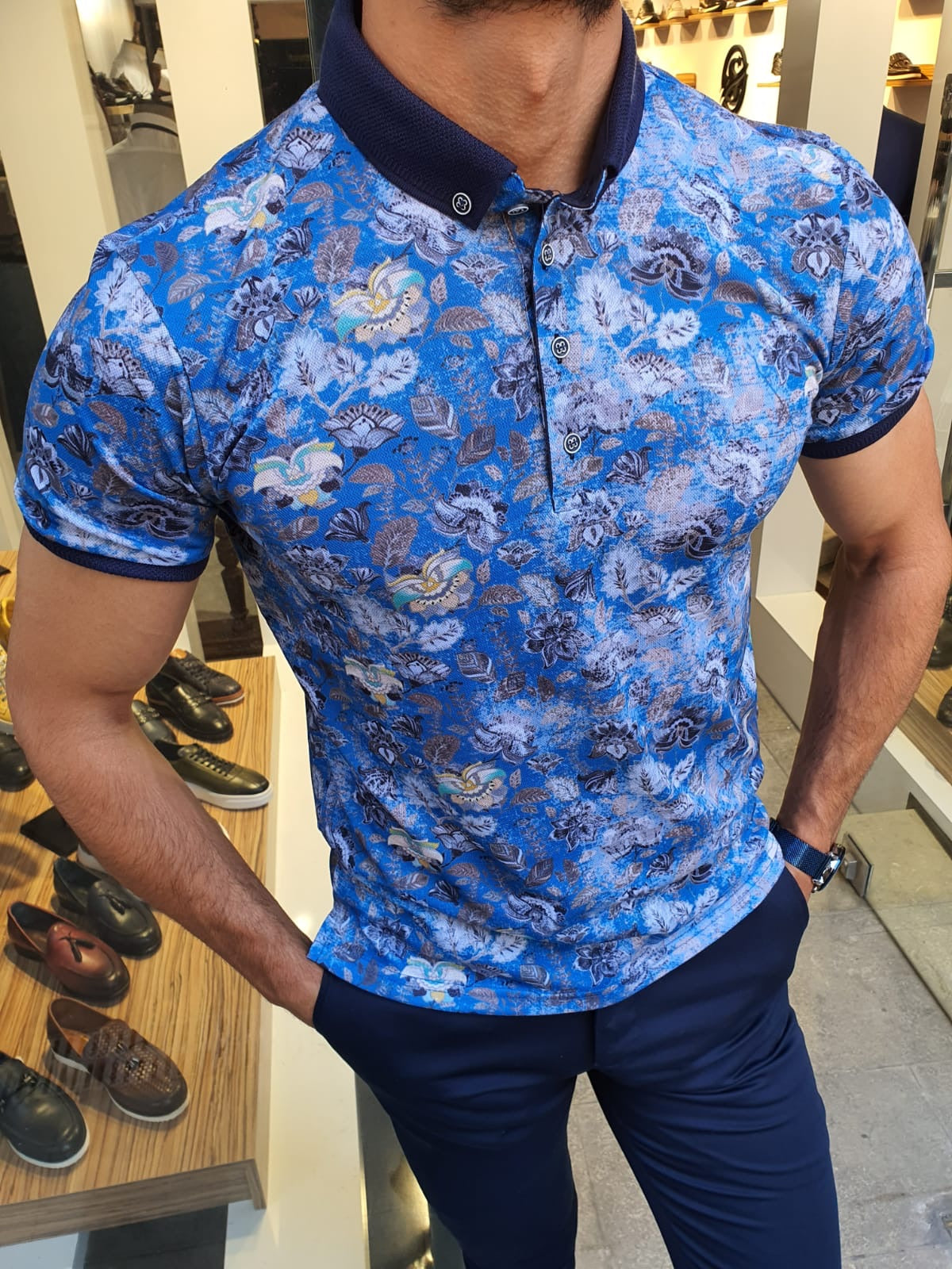 Luca Sax Slim Fit Button Collar Polo Shirt-baagr.myshopify.com-T-shirt-BOJONI