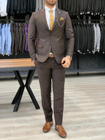 Load image into Gallery viewer, Verona Brown Slim Fit Wool Suit-baagr.myshopify.com-1-BOJONI
