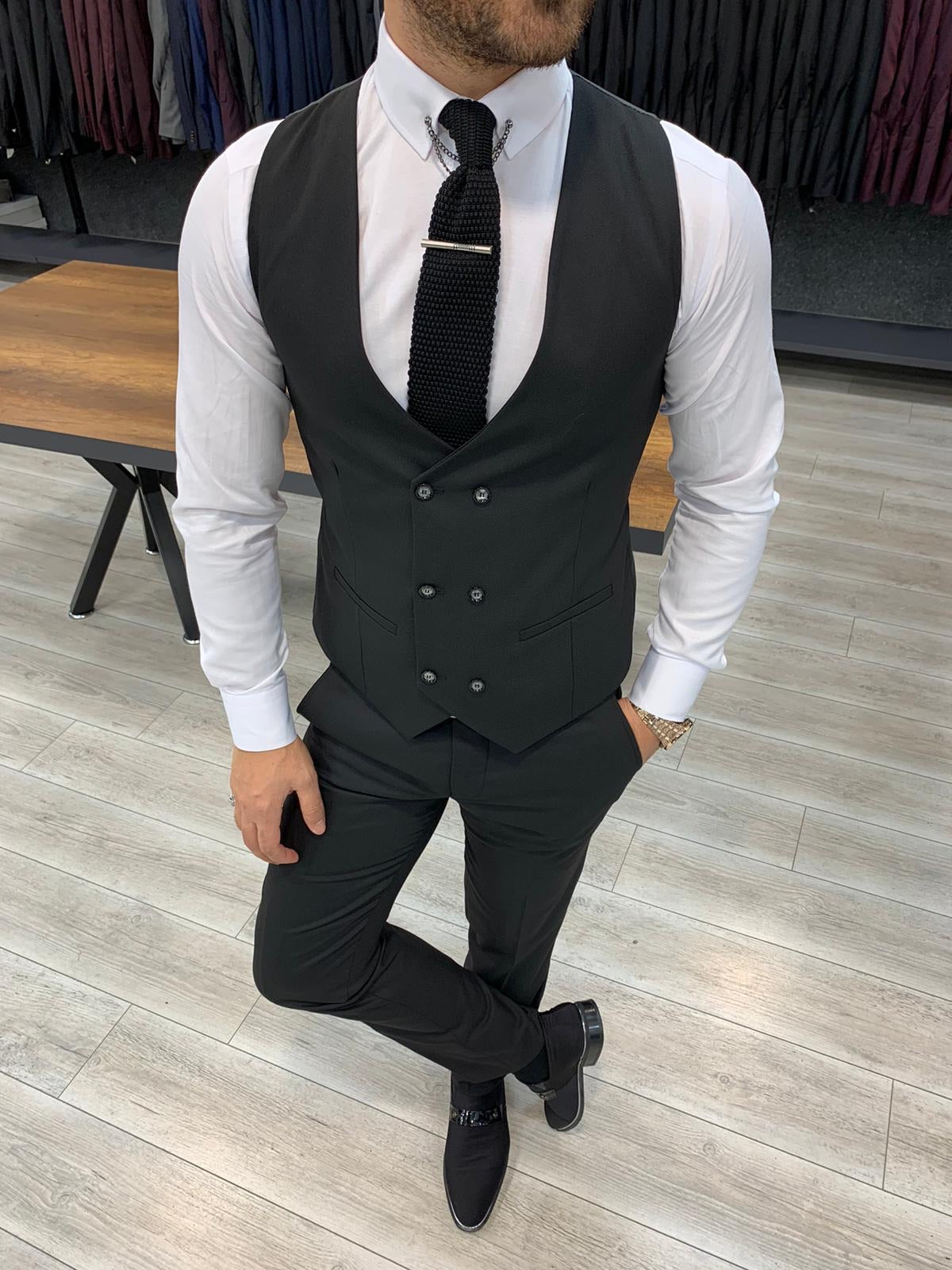 Rocca Black Slim Fit Pinstripe Suit-baagr.myshopify.com-1-BOJONI
