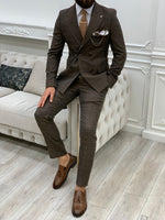 Load image into Gallery viewer, Rosario Brown Slim Fit Double Breasted Plaid Suit-baagr.myshopify.com-1-BOJONI
