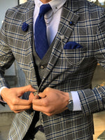 Load image into Gallery viewer, Macr Slim-Fit Plaid Suit Vest Sax-baagr.myshopify.com-suit-BOJONI
