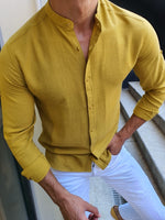 Load image into Gallery viewer, Madison Yellow Slim Fit Cotton Shirt-baagr.myshopify.com-Shirt-BOJONI
