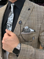Load image into Gallery viewer, Fontetti Coffee Slim Fit Plaid Suit-baagr.myshopify.com-1-BOJONI
