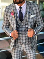 Load image into Gallery viewer, Andriano Slim-Fit Plaid Suit in Gray-baagr.myshopify.com-suit-BOJONI
