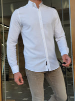 Load image into Gallery viewer, Mantova White Slim Fit Long Sleeve Cotton Shirt-baagr.myshopify.com-Shirt-BOJONI
