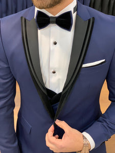 Paruri Royal Velvet Slim Fit Navy Blue Tuxedo-baagr.myshopify.com-1-BOJONI