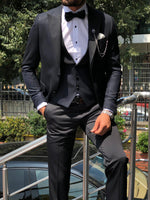 Load image into Gallery viewer, Cristian Slim-Fit Tuxedo Suit Vest Dark Blue-baagr.myshopify.com-suit-BOJONI
