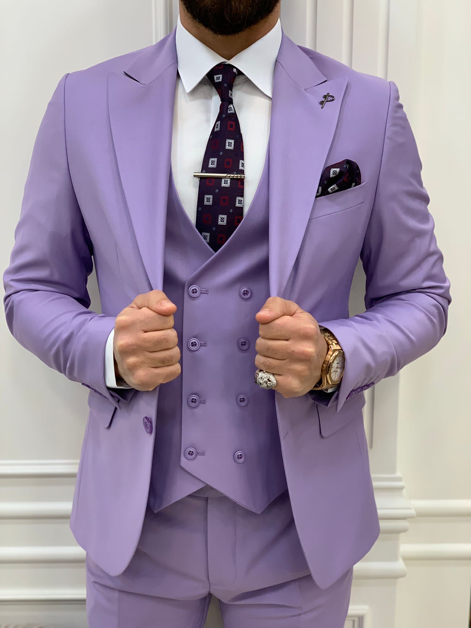 Men's 3pcs Purple Dress Suits (Jacket+Pants+Vest) One Button Slim Fit Suits  Pants, Apricot, Small : : Clothing, Shoes & Accessories