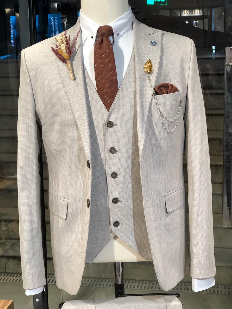 Manco Slim-Fit Suit Vest Beige | BOJONI