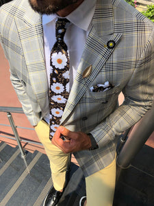 Slim-Fit Plaid  Double Breasted Jacket in Gray-baagr.myshopify.com-suit-BOJONI