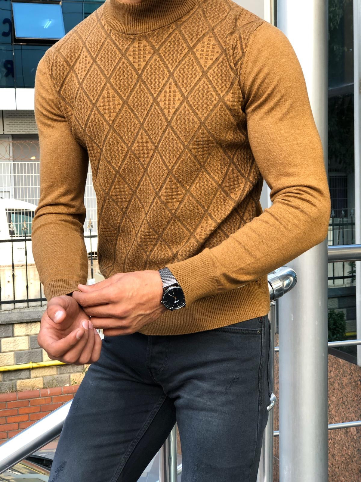 Slim-Fit Patterned Turtleneck Knitwear (3 Colors)-baagr.myshopify.com-sweatshirts-BOJONI