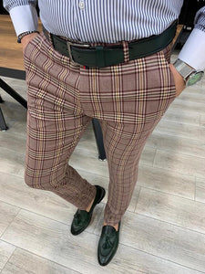 Lendfield Burgundy Plaid Slim Pants | BOJONI Lendfield Burgundy Plaid Slim Pants | BOJONI