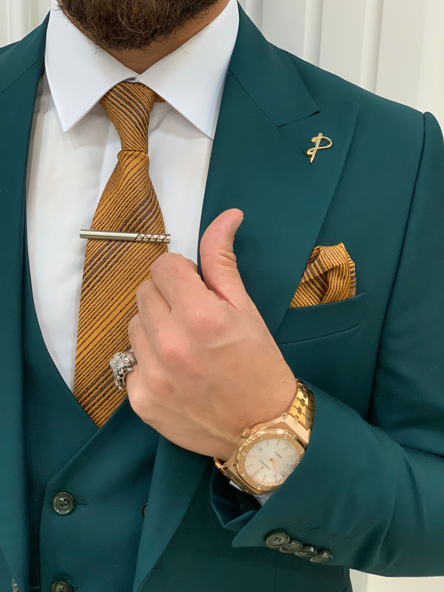 Bojoni Monte Green  Slim Fit Suit