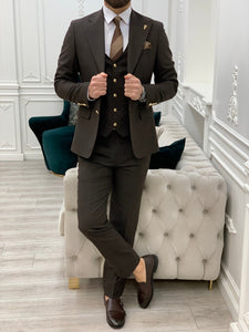 Bojoni Argeli Coffee  Slim Fit Suit