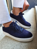 Load image into Gallery viewer, Lehi Navy Blue Mid-Top Suede Sneaker-baagr.myshopify.com-shoes2-BOJONI
