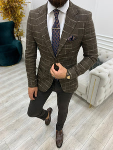 Serra Brown Slim Fit Plaid Suit-baagr.myshopify.com-1-BOJONI