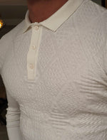 Load image into Gallery viewer, Bloom White Slim Fit Collar Sweater-baagr.myshopify.com-sweatshirts-BOJONI
