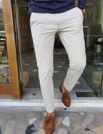 Load image into Gallery viewer, Vicenza White Slim Fit Cotton Pants-baagr.myshopify.com-Pants-BOJONI
