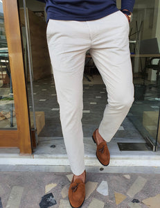Vicenza White Slim Fit Cotton Pants-baagr.myshopify.com-Pants-BOJONI