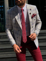 Load image into Gallery viewer, Major Slim-Fit Double Breasted Jacket Gray-baagr.myshopify.com-suit-BOJONI

