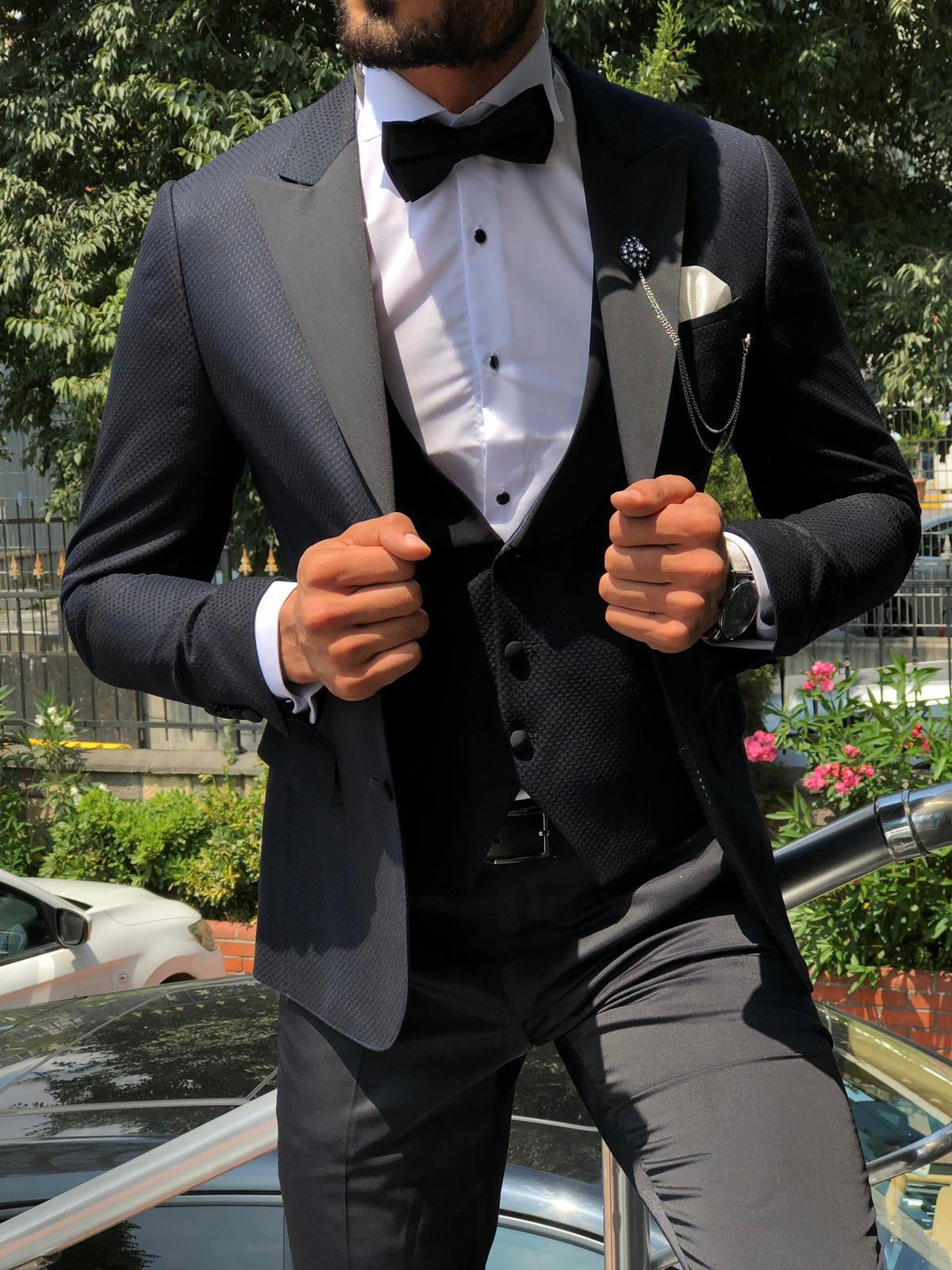 Cristian Slim-Fit Tuxedo Suit Vest Dark Blue | BOJONI