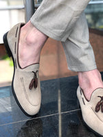 Load image into Gallery viewer, Suade Calf-Leather Loafer Shoes in Beige-baagr.myshopify.com-shoes2-BOJONI

