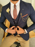 Load image into Gallery viewer, Severi Navy Blue Slim Fit Suit-baagr.myshopify.com-suit-BOJONI
