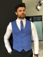 Load image into Gallery viewer, Slim-Fit Double  Breasted Vest Blue-baagr.myshopify.com-suit-BOJONI
