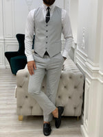 Load image into Gallery viewer, Lambrusco Gray Slim Fit Peak Lapel Striped Suit-baagr.myshopify.com-1-BOJONI
