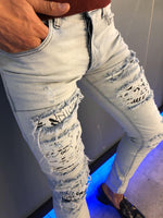Load image into Gallery viewer, Paco Slim-Fit Ripped Jeans White-baagr.myshopify.com-Pants-BOJONI
