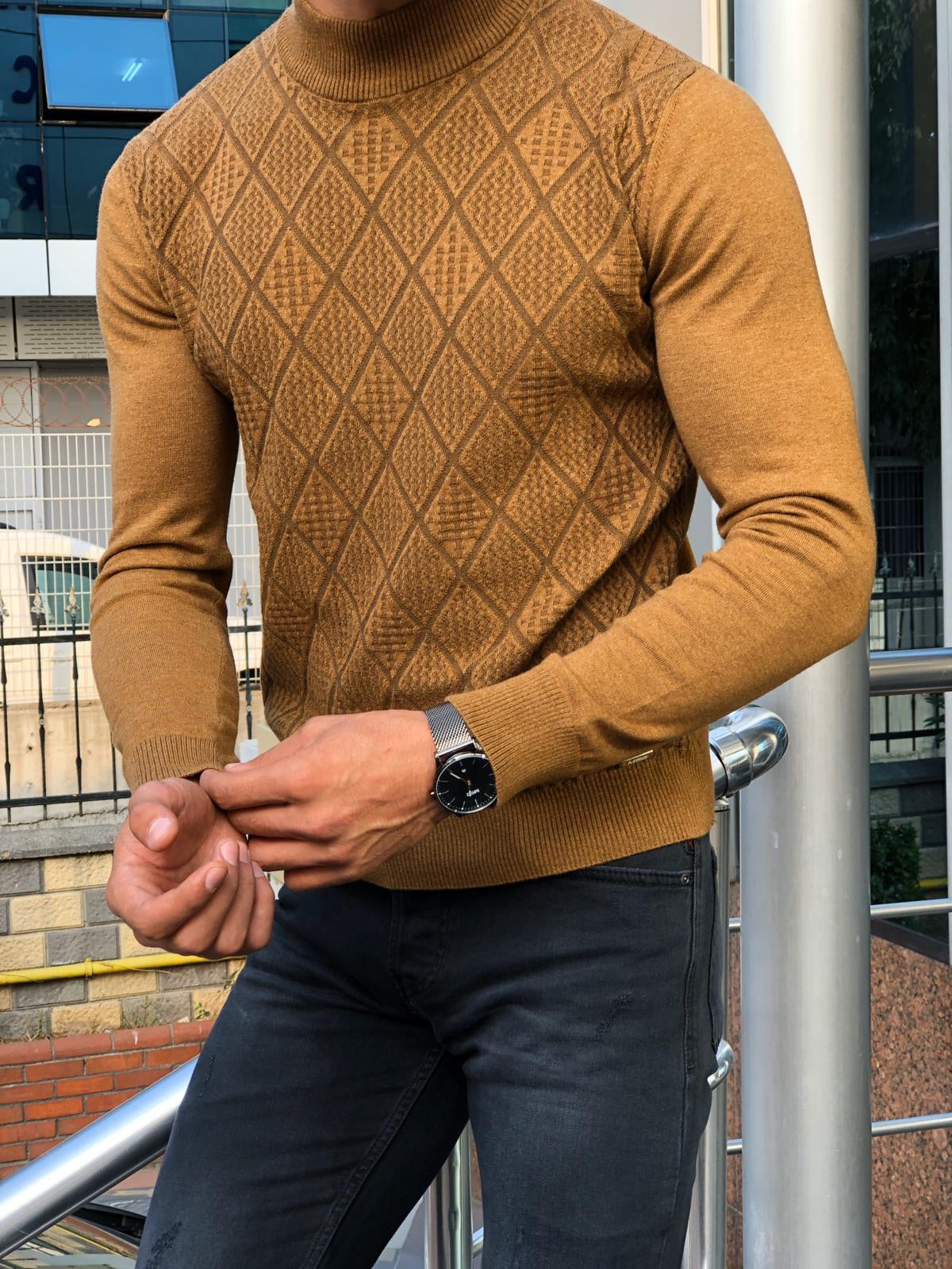 Slim-Fit Patterned Turtleneck Knitwear (3 Colors)-baagr.myshopify.com-sweatshirts-BOJONI