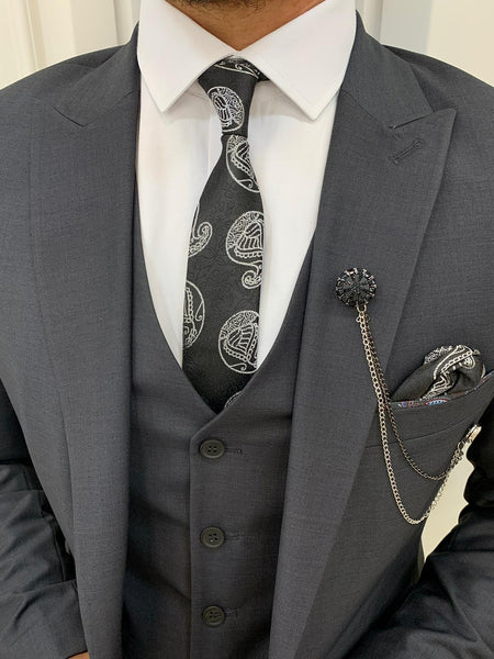 Forenzax Dark Grey Slim Fit Suit | BOJONI