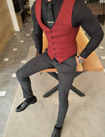 Load image into Gallery viewer, Daroni Claret Red Slim Fit Vest-baagr.myshopify.com-suit-BOJONI
