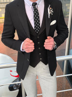 Load image into Gallery viewer, Fendis Slim-Fit Cotton Suit Vest Black-baagr.myshopify.com-suit-BOJONI
