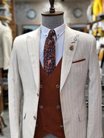 Load image into Gallery viewer, Valencia Ecru Striped Suit-baagr.myshopify.com-suit-BOJONI
