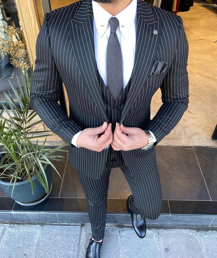 Fenichi Black Stripped Slim Fit Suit | BOJONI