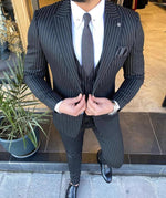 Load image into Gallery viewer, Fenichi Black Stripped Slim Fit Suit-baagr.myshopify.com-3-BOJONI
