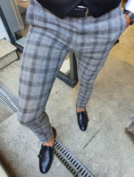 Load image into Gallery viewer, New Bern Black Slim Fit Plaid Pants-baagr.myshopify.com-Pants-BOJONI
