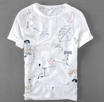Load image into Gallery viewer, Contemporary Cartoon Linen T-Shirt V-baagr.myshopify.com-T-shirt-BOJONI

