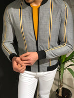 Load image into Gallery viewer, Faha Slim-Fit Colored Striped Jacket in Yellow-baagr.myshopify.com-Jacket-BOJONI
