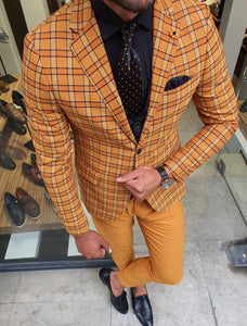 Tommy Mustard Slim Fit Plaid Suit-baagr.myshopify.com-suit-BOJONI