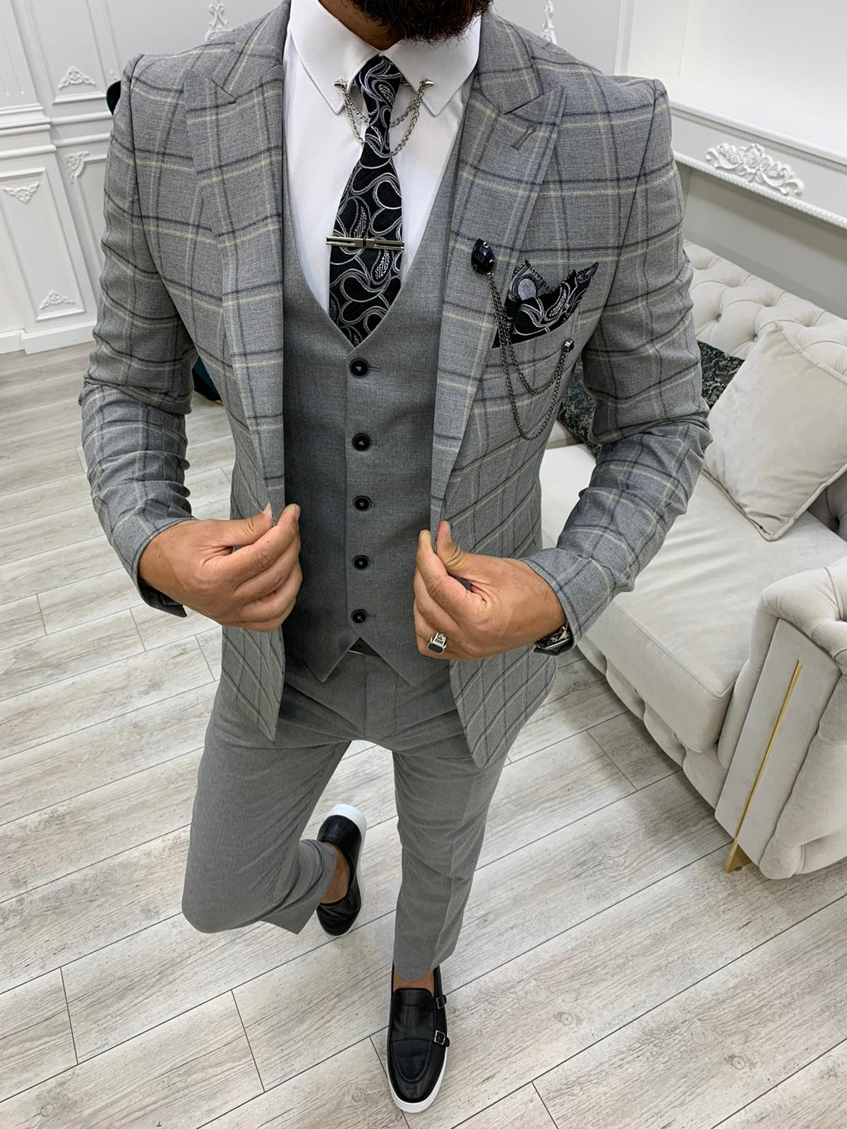 Argeli Gray Plaid Slim Fit Suit-baagr.myshopify.com-1-BOJONI