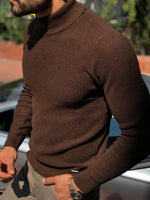 Load image into Gallery viewer, Slim-Fit Turtleneck knitwear Brown-baagr.myshopify.com-sweatshirts-BOJONI
