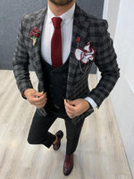 Load image into Gallery viewer, Chris Black Slim Fit Plaid Wool Suit-baagr.myshopify.com-1-BOJONI

