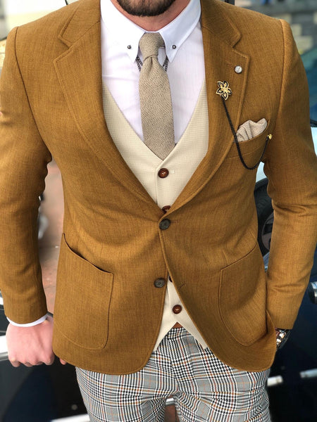 Anas Slim-Fit Cotton Suit Vest Camel | BOJONI